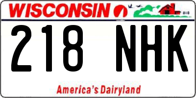 WI license plate 218NHK