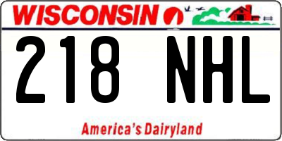 WI license plate 218NHL
