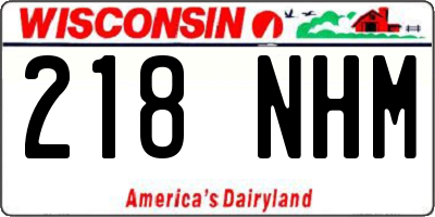 WI license plate 218NHM