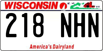 WI license plate 218NHN