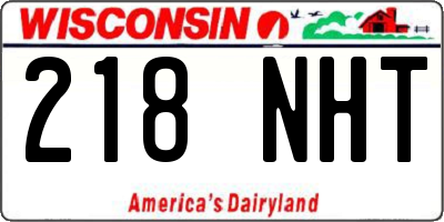 WI license plate 218NHT