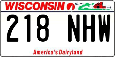 WI license plate 218NHW