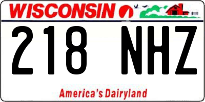 WI license plate 218NHZ