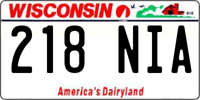 WI license plate 218NIA