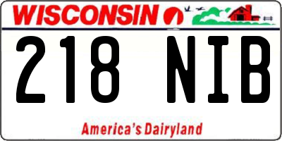 WI license plate 218NIB