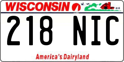 WI license plate 218NIC