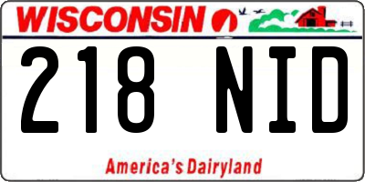 WI license plate 218NID