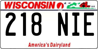 WI license plate 218NIE