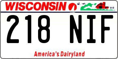 WI license plate 218NIF