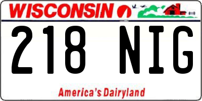 WI license plate 218NIG
