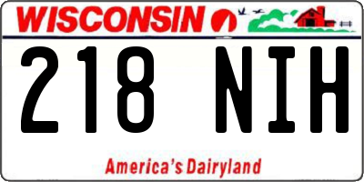 WI license plate 218NIH