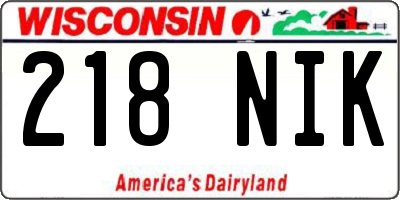 WI license plate 218NIK