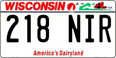 WI license plate 218NIR