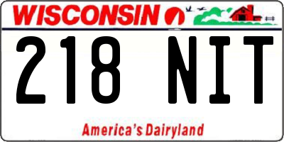 WI license plate 218NIT