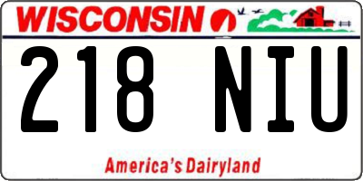 WI license plate 218NIU