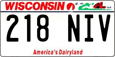WI license plate 218NIV