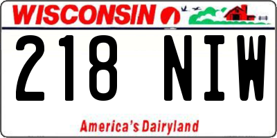 WI license plate 218NIW