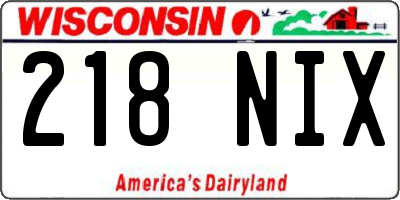 WI license plate 218NIX