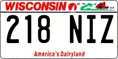 WI license plate 218NIZ