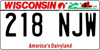 WI license plate 218NJW