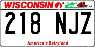 WI license plate 218NJZ