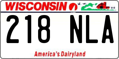 WI license plate 218NLA