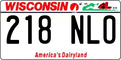 WI license plate 218NLO