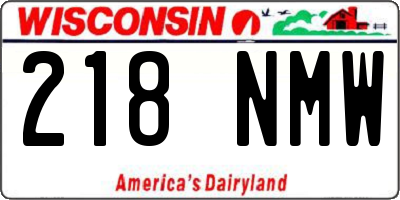 WI license plate 218NMW