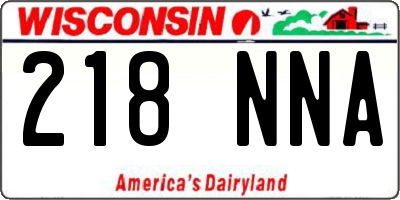 WI license plate 218NNA