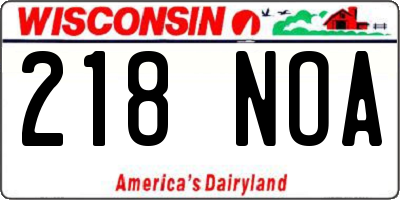 WI license plate 218NOA