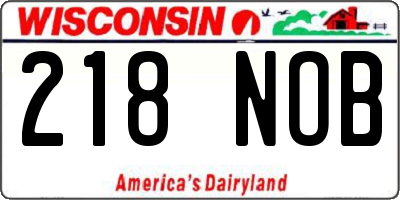 WI license plate 218NOB
