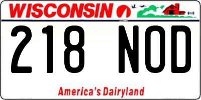 WI license plate 218NOD