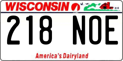 WI license plate 218NOE