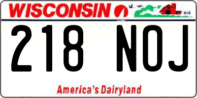 WI license plate 218NOJ