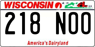 WI license plate 218NOO