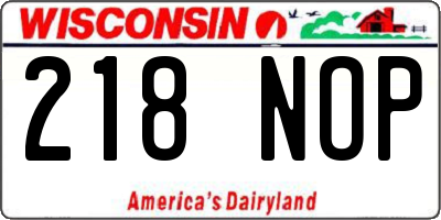 WI license plate 218NOP