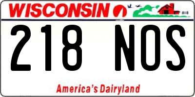 WI license plate 218NOS