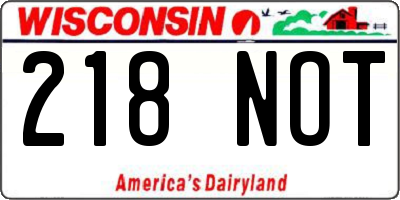 WI license plate 218NOT