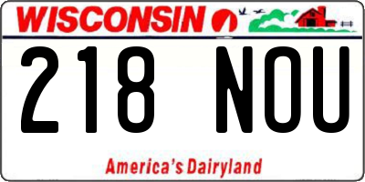 WI license plate 218NOU