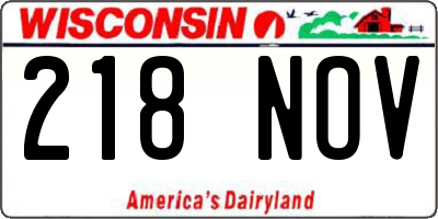 WI license plate 218NOV
