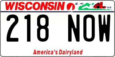 WI license plate 218NOW