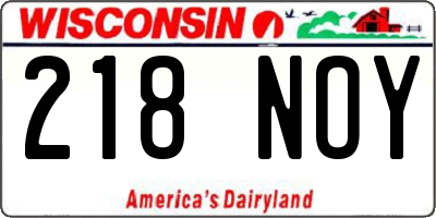 WI license plate 218NOY