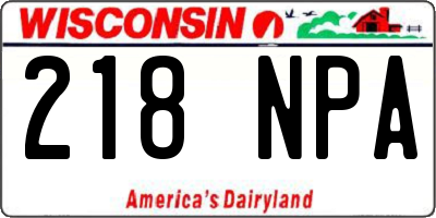 WI license plate 218NPA