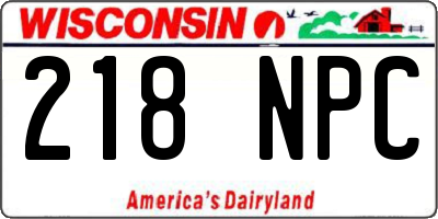 WI license plate 218NPC