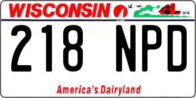 WI license plate 218NPD