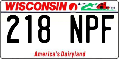 WI license plate 218NPF