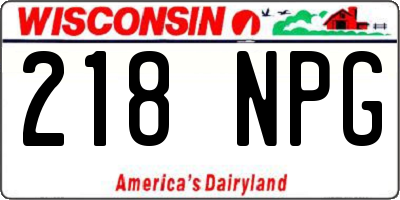 WI license plate 218NPG