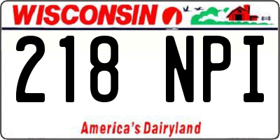 WI license plate 218NPI