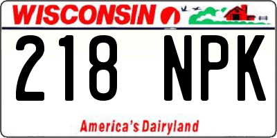 WI license plate 218NPK