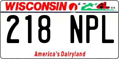 WI license plate 218NPL